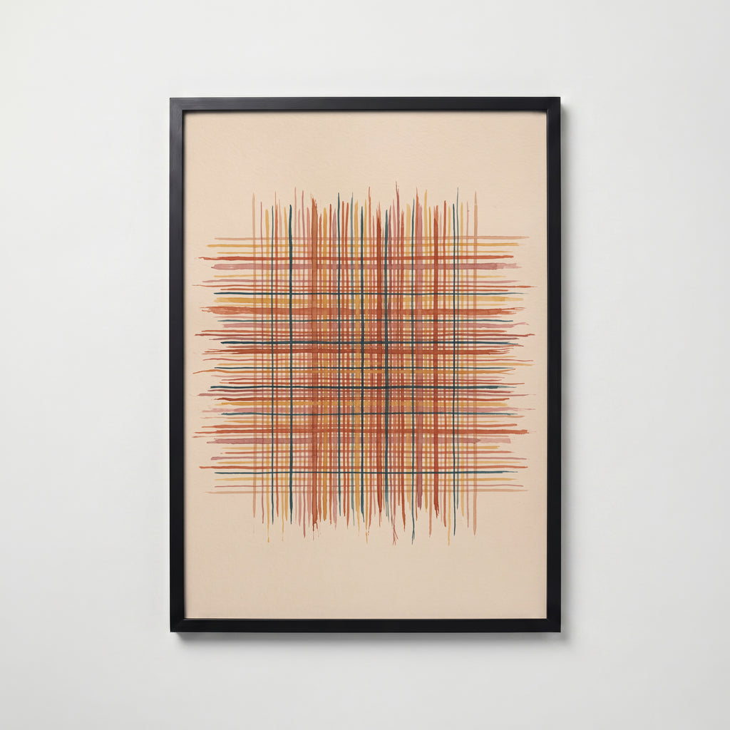 Woven Ember Poster i svart ram med vävt grafiskt motiv