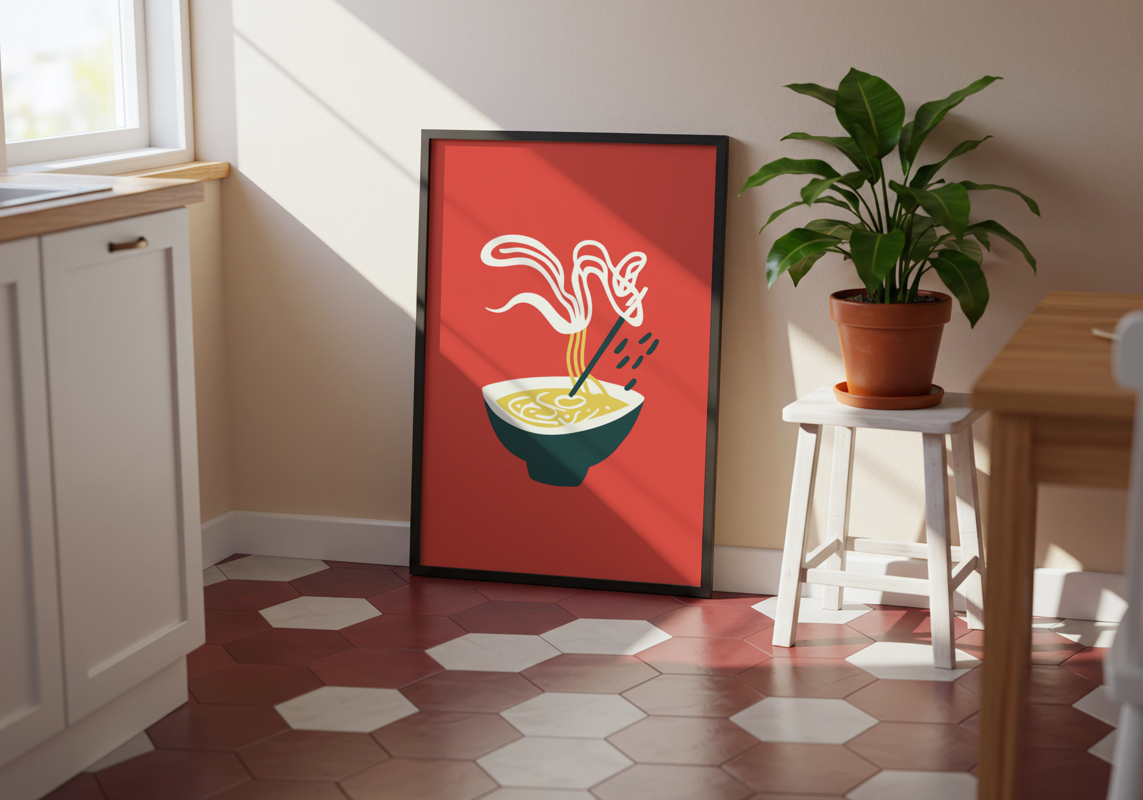 Steamy Ramen Bowl poster visad rakt fram – Bozetto affisch i hög tryckkvalitet i hög tryckkvalitet