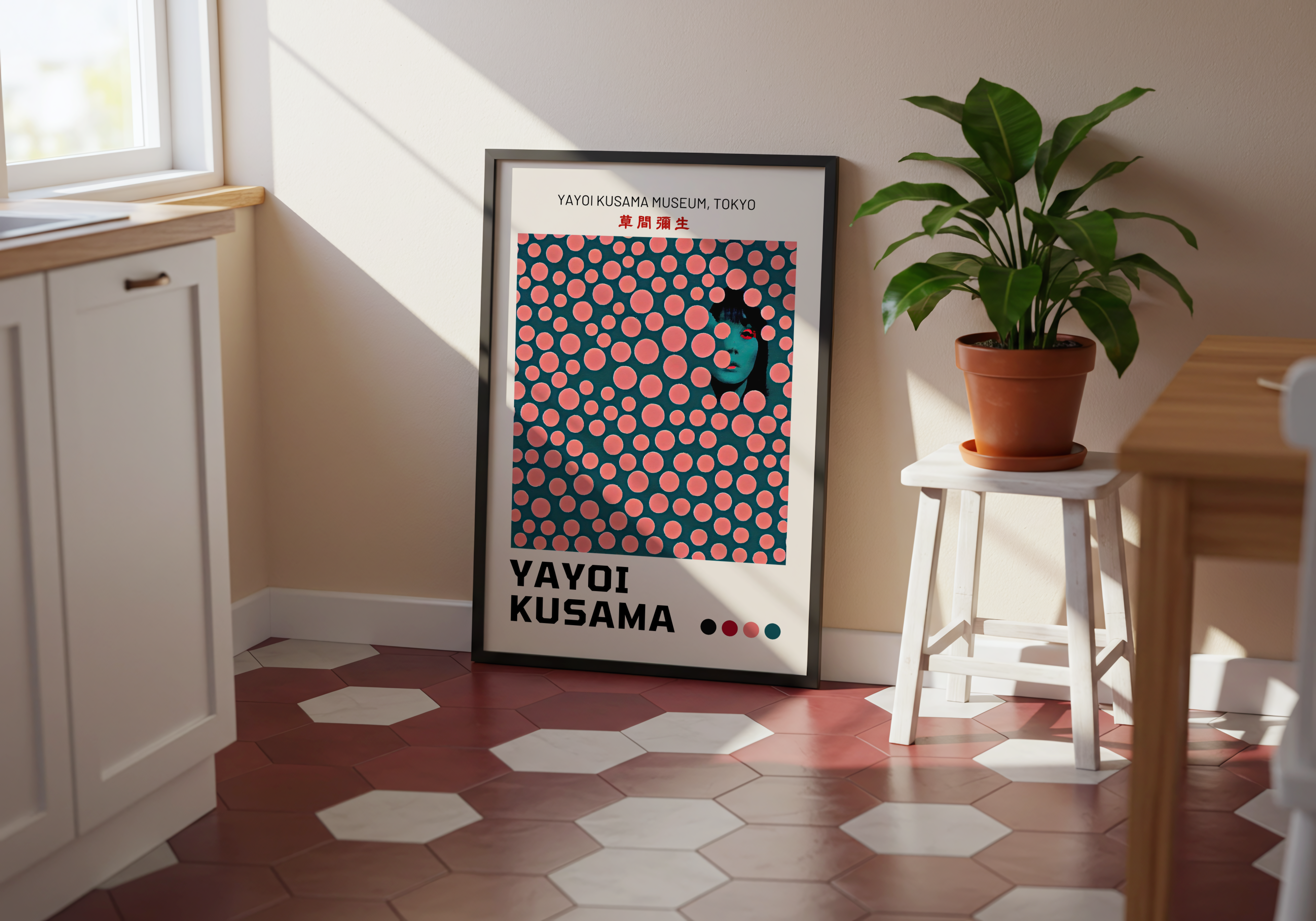 Yayoi Kusama Hidden Gaze – affisch med stilfullt motiv från Bozetto i hög kvalitet